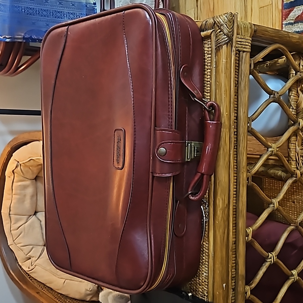 Marked Italy red leather Vintage Suitcase Luggage Must Purchase Extra Shippimg